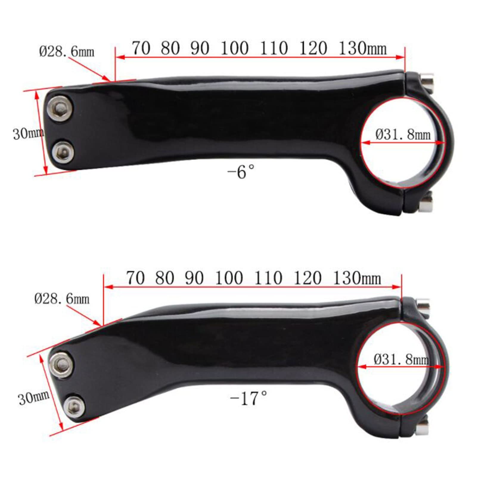 ZECHAO Carbon Mountain Bike Stem,60/70/80/90/100/110/120mm Road Bike Bike Stem UD Matte Stem Bike Stem (Color : 17 Degree, Size : 110mm)