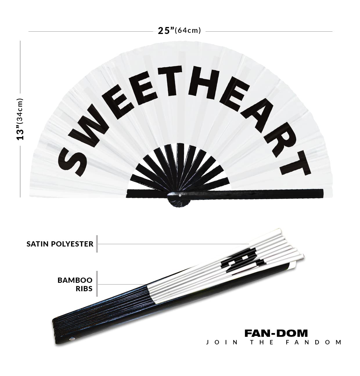 Sweetheart hand fan foldable bamboo circuit hand fan funny gag slang words expressions statement gifts Festival accessories Rave handheld Circuit event fan Clack fans (White)