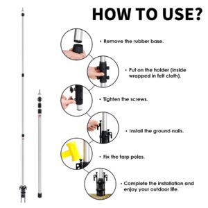 Grassman Tarp Poles - Tent Poles, Tent Poles Replacement, Canopy Poles, Awning Support Poles, Telescoping Tent Accessories, Portable & Adjustable Heavy Duty, Aluminum Tent Pole Set for Outdoor Camping