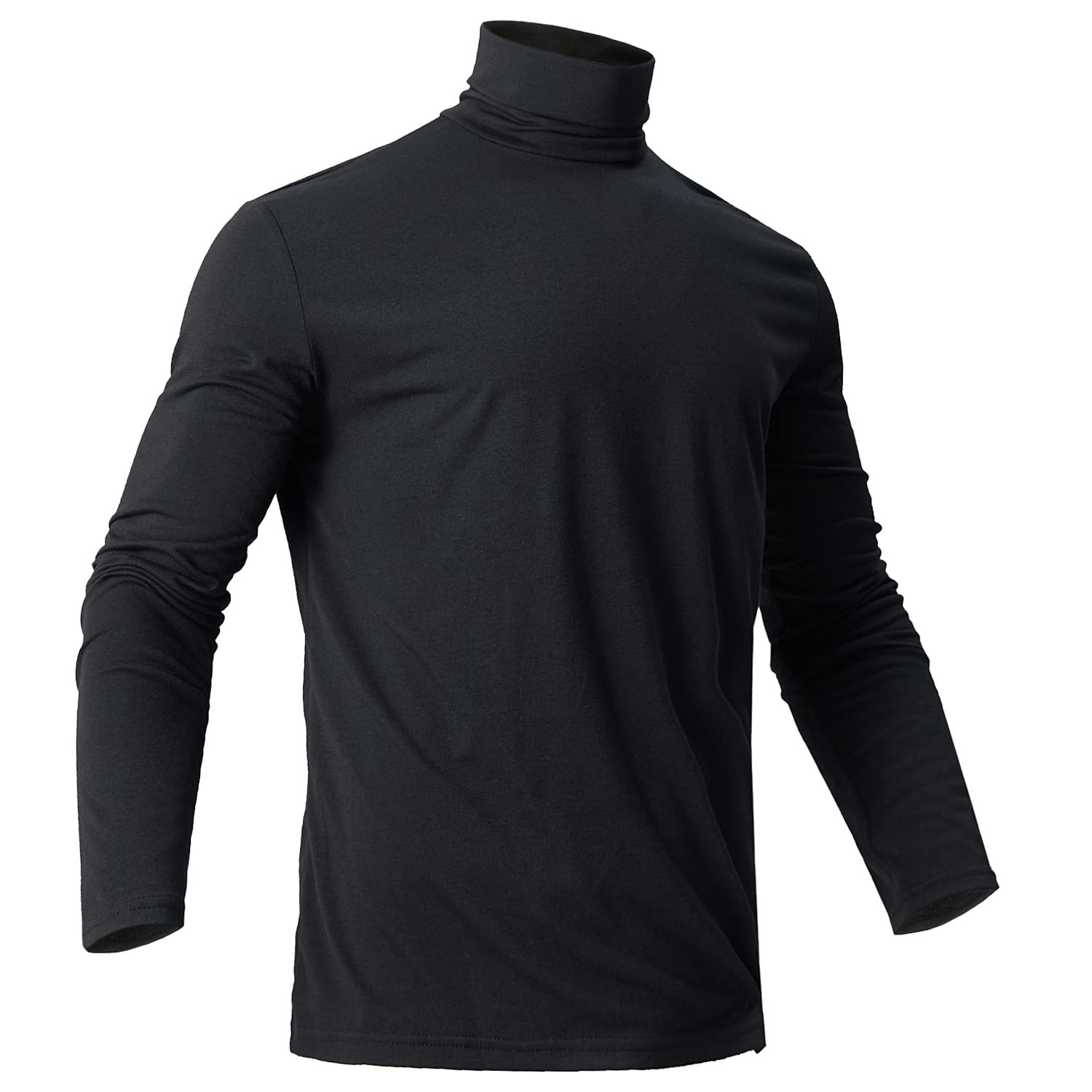 Black Turtleneck Mens T-Shirt Slim Fit Lightweight Long Sleeve Pullover Top Soft Shirts Warm Undershirt Stretch Gentleman Solid Color Business Fashion Casual Menswear Sizes XL