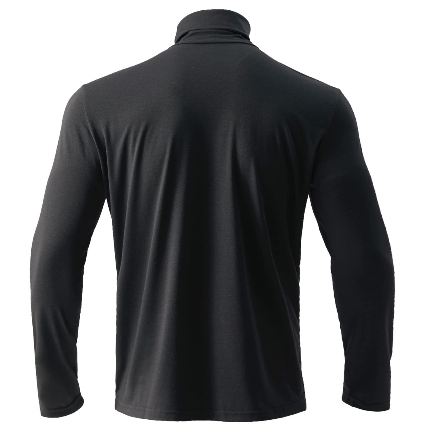 Black Turtleneck Mens T-Shirt Slim Fit Lightweight Long Sleeve Pullover Top Soft Shirts Warm Undershirt Stretch Gentleman Solid Color Business Fashion Casual Menswear Sizes XL