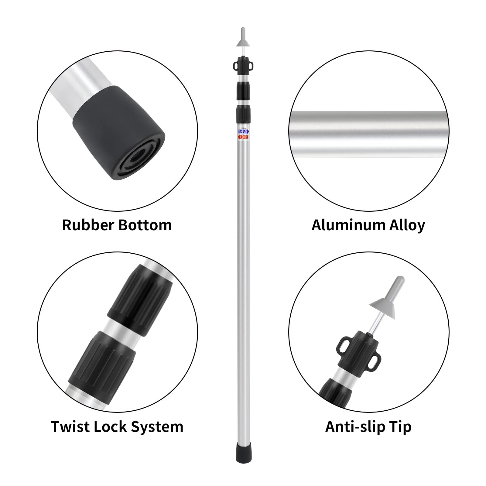 Grassman Tarp Poles - Tent Poles, Tent Poles Replacement, Canopy Poles, Awning Support Poles, Telescoping Tent Accessories, Portable & Adjustable Heavy Duty, Aluminum Tent Pole Set for Outdoor Camping