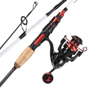 sougayilang spinning combo, medium heavy fishing pole and 2000 spinning reel set, fishing rod and reel commbo for bass fishing tackle-pearl white-6.9ft and 2000 spinning reel