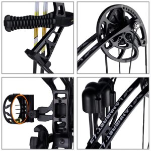 PANDARUS Compound Bow Set 10-40lbs for Pull Child Right Hand Lightweight Design Bow Adjustable 16"~28" Draw Length IBO 290fps New 2023 Professional Set (Green Right Handed Bag Pro)