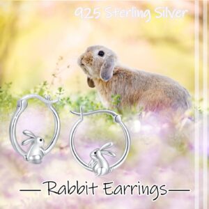 AOVEAO Bunny Earrings 925 Sterling Silver Rabbit Bunny Hoop Huggie Earrings Cute Bunny Earrings Jewelry for Women