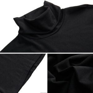 Black Turtleneck Mens T-Shirt Slim Fit Lightweight Long Sleeve Pullover Top Soft Shirts Warm Undershirt Stretch Gentleman Solid Color Business Fashion Casual Menswear Sizes XL