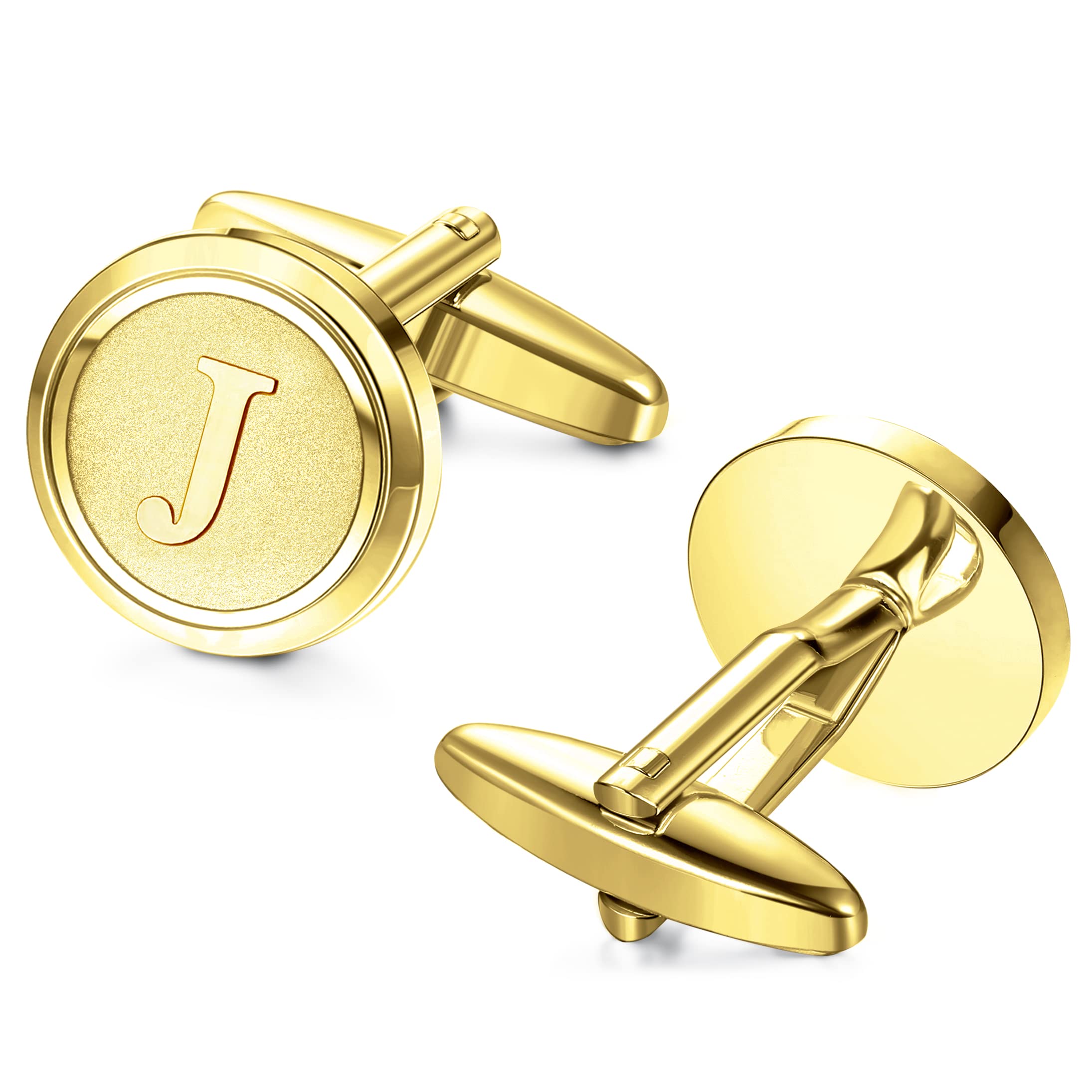 LOYALLOOK Initial Gold Cufflinks for Men Gold Cuff Links Personalized Copper CuffLinks Letter Cufflinks Gift for Groom Husband Father Initial H