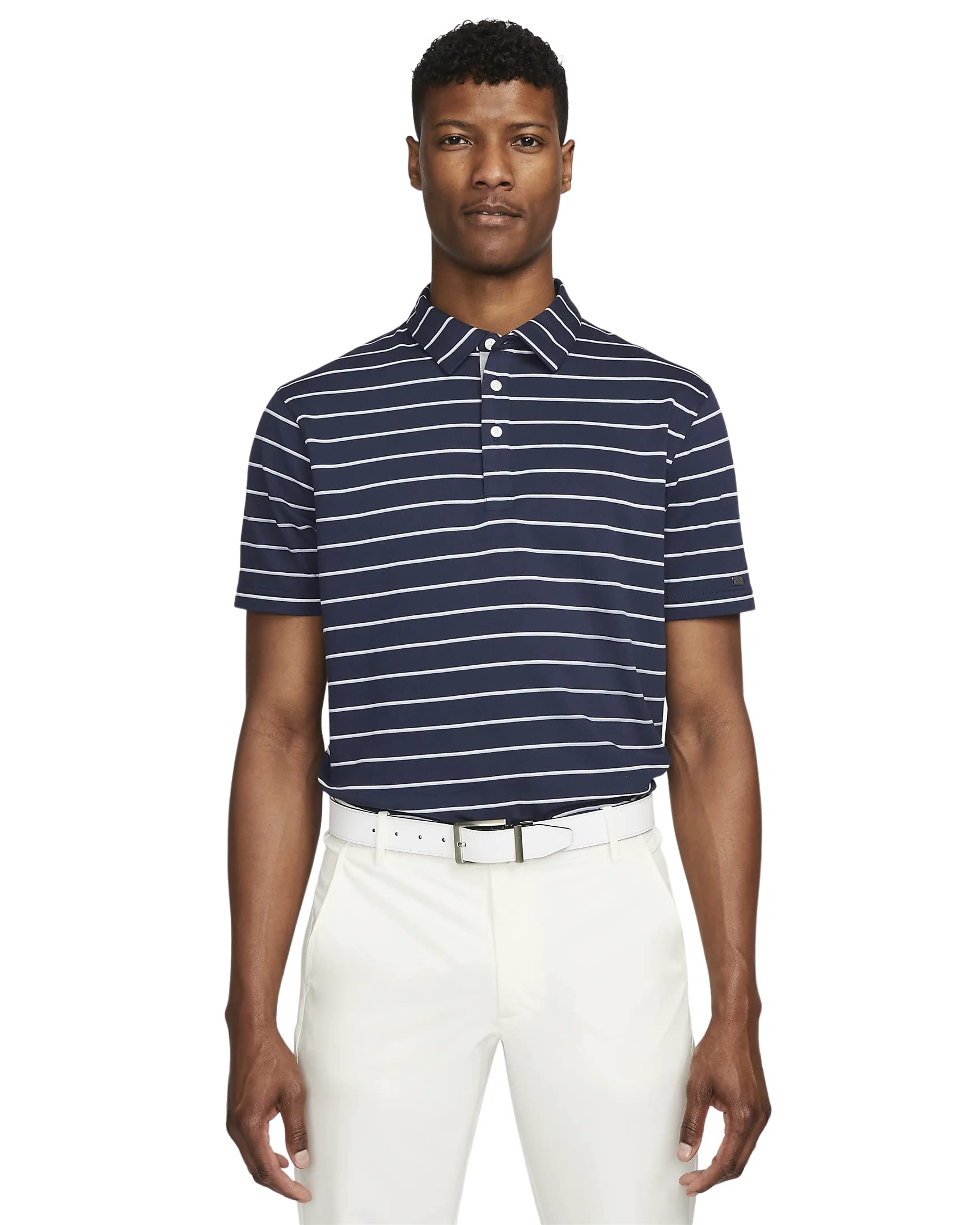 Nike Dri-FIT Player Men's Striped Golf Polo (as1, Alpha, l, Regular, Regular, Obsidian/Brushed Silver)