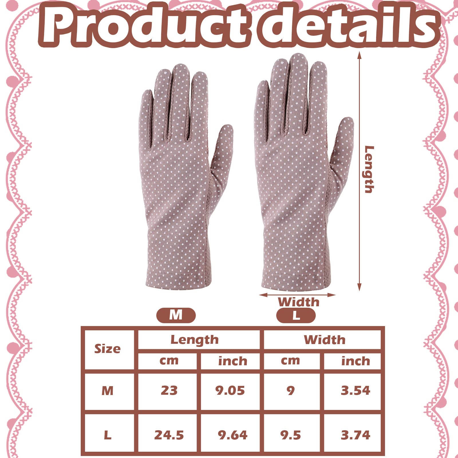 3 Pairs UV Gloves Sun Protection Women Driving Gloves Summer Sunblock Gloves for Driving Riding Outdoor (Purple, Dark Pink, Light Beige, Medium)