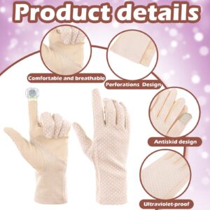 3 Pairs UV Gloves Sun Protection Women Driving Gloves Summer Sunblock Gloves for Driving Riding Outdoor (Purple, Dark Pink, Light Beige, Medium)