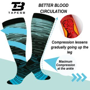 Tapesb 3 PCS Plus size compression socks ​knee high wide calf 20-30 mmhg 2xl 3xl 4xl 5xl circulation breathable for nurse varices