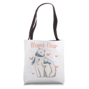 mama bear mom mother's day womens pregnancy polar bear child tote bag