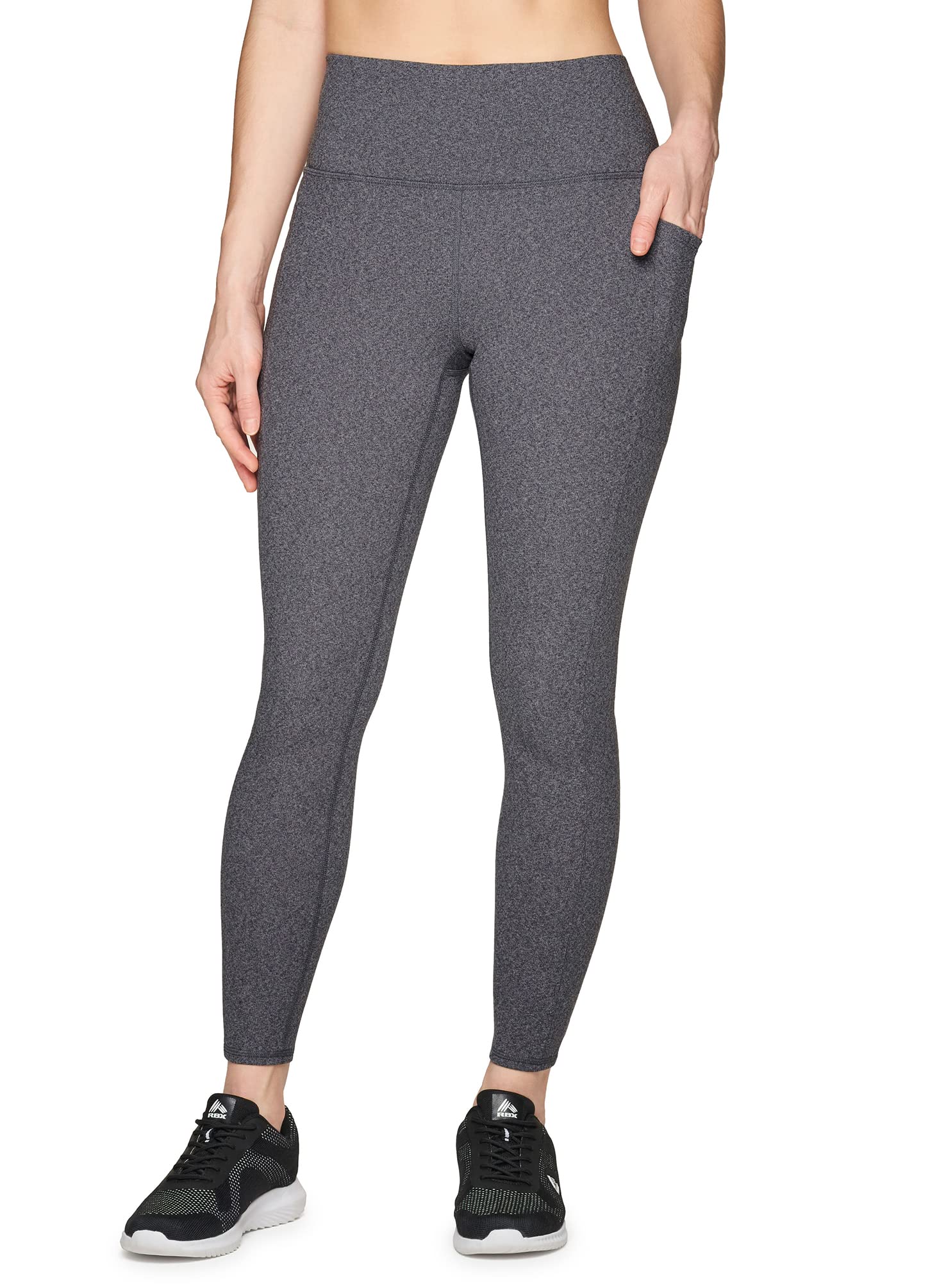 RBX Women's Buttery Soft Squat Proof Legging Space Dye Legging Heathered Grey/Black XS