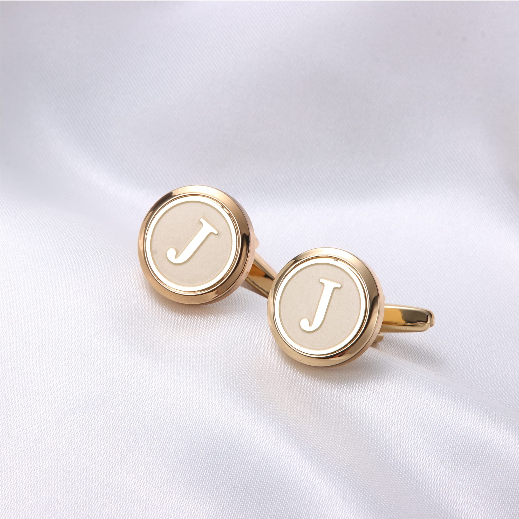 LOYALLOOK Initial Gold Cufflinks for Men Gold Cuff Links Personalized Copper CuffLinks Letter Cufflinks Gift for Groom Husband Father Initial H