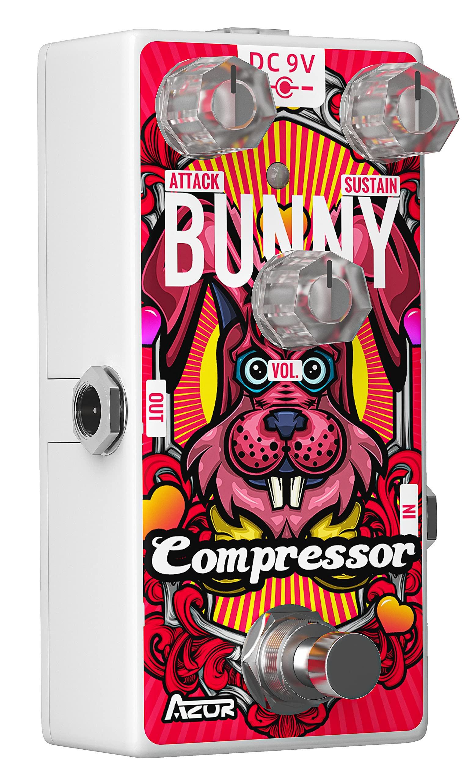 AZOR Compressor Pedal Bunny Low Noise Compression Guitar Effect Pedal for Electric Guitar & Bass True Bypass AP510