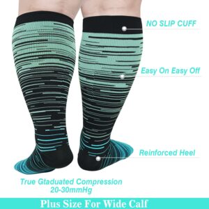 Tapesb 3 PCS Plus size compression socks ​knee high wide calf 20-30 mmhg 2xl 3xl 4xl 5xl circulation breathable for nurse varices