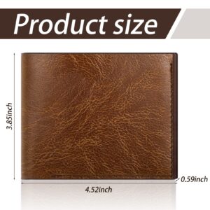 Sotiff 12 Pcs Leather Wallets Men Bulk Christmas Gift Blank PU Wallets for Father Laser Engraving DIY Present(Brown)