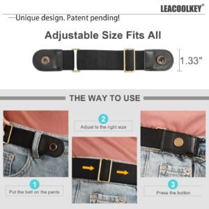 LEACOOLKEY No Buckle Stretch Belt for Women/Men—2 Pack Elastic Invisible Belt for Jeans