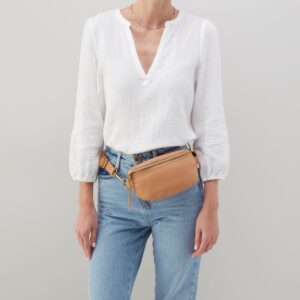 HOBO Fern Belt Bag for Women, Convertible Crossbody and Shoulder Bag, Sandstorm Beige