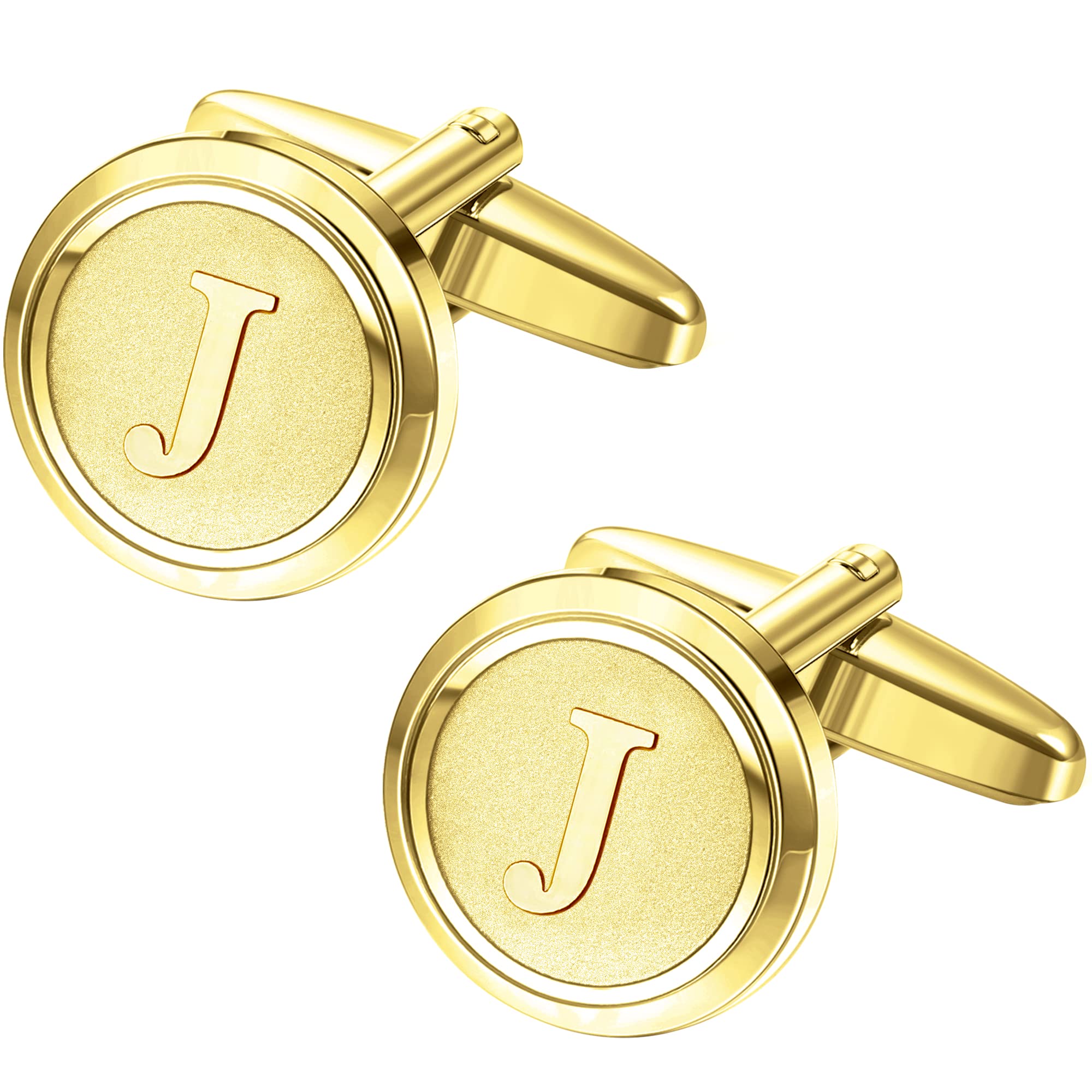 LOYALLOOK Initial Gold Cufflinks for Men Gold Cuff Links Personalized Copper CuffLinks Letter Cufflinks Gift for Groom Husband Father Initial H