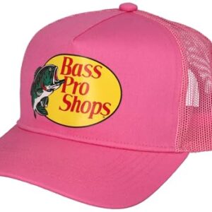 Bass Pro Shop Men's Trucker Hat Mesh Cap - Adjustable Snapback Closure - Great for Hunting & Fishing (Hot Pint)