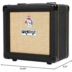 Orange Amp Micro Dark Terror MD20 Hybrid Amp Head Mini Stack Combo Bundle with PPC108 1x8 in Black Speaker Cabinet, Pig Hog Woven Guitar Cable 10ft, Speaker Cable and Liquid Audio Polishing Cloth