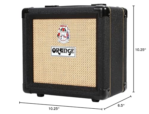 Orange Amp Micro Dark Terror MD20 Hybrid Amp Head Mini Stack Combo Bundle with PPC108 1x8 in Black Speaker Cabinet, Pig Hog Woven Guitar Cable 10ft, Speaker Cable and Liquid Audio Polishing Cloth