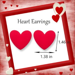 Heart Earrings for Women Valentines Day Earrings Red Heart Stud Earrings Valentines Day Gifts for Girlfriend