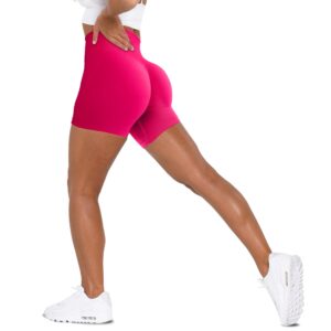 unthewe workout butt lifting shorts for women high waisted seamless gym yoga booty shorts(u526-scrunch hot pink-s)