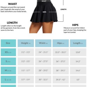 BALEAF Tummy Control Tennis Skirts for Women High Waisted Flowy Pleated Golf Skorts Skirts with Shorts 2 Inner Pockets Black M