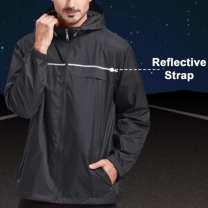 SWISSWELL Rain Jacket Men Waterproof Windbreaker, Lightweight Hooded Raincoat for Daily Casual