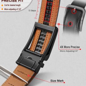 BULLIANT Men Belt, Ratchet Click Sliding Leather Belt for Gift Men 1 3/8,Cut for Fit(Black,32"-38" Waist Adjustable)