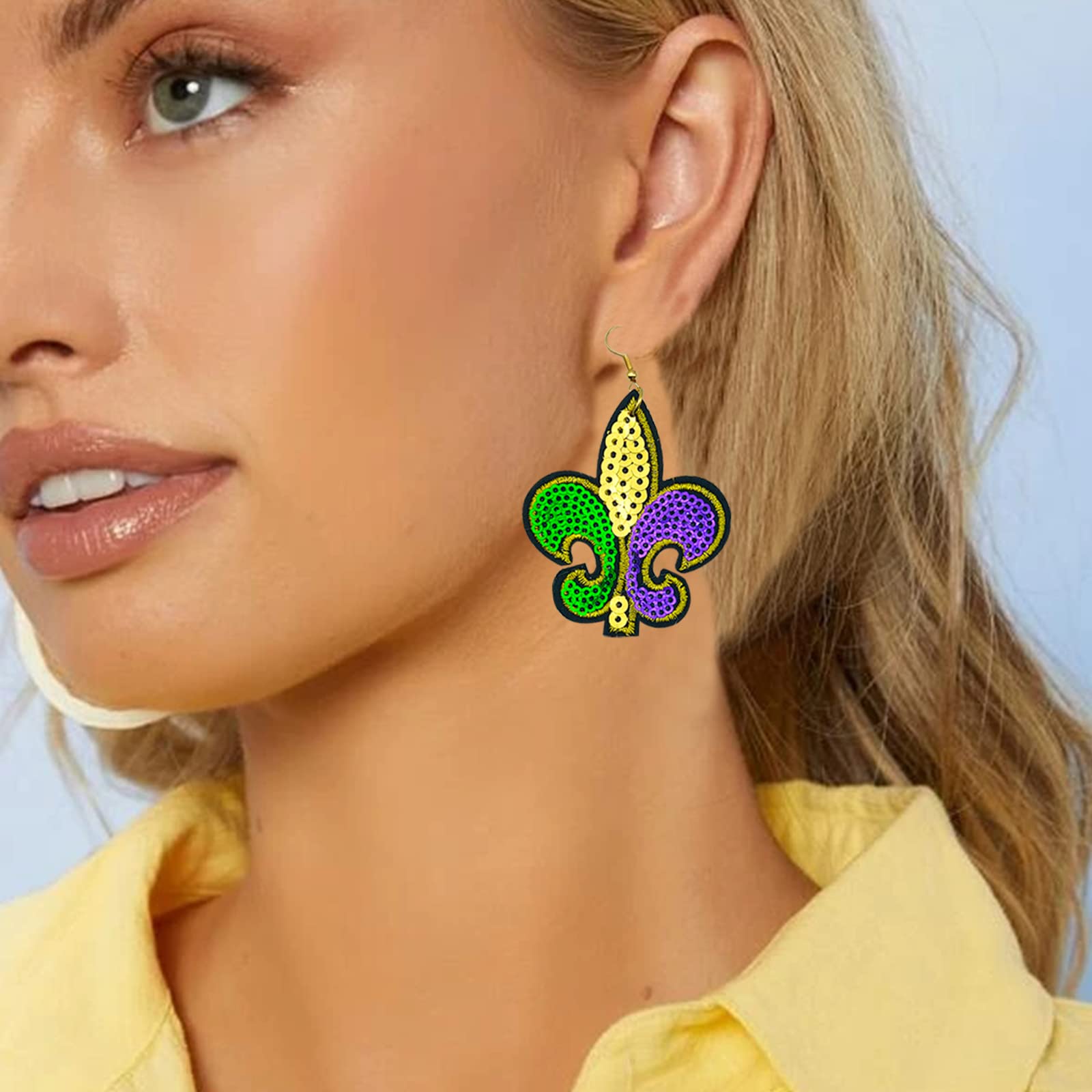 Mardi Gras Earrings for Women Mardi Gras Mask Letter Earrings Mardi Gras Theme Earrings Fleur De Lis Dangle Earrings Mardi Gras Accessories