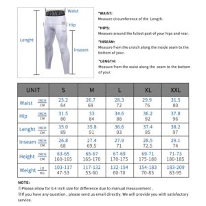 WRAGCFM Men's Compression Pants Workout Athletic Gym Leggings with Pockets Sports Yoga Running Baselayer Tights(White,XL)