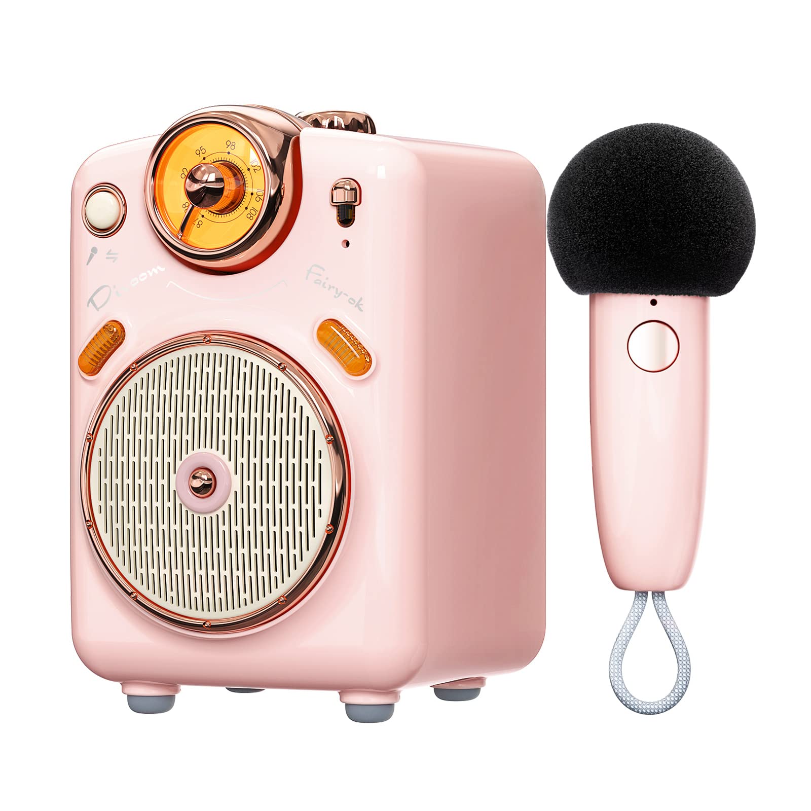 Cute Speaker with Microphone, with 7 Different Sound Modes for Singing or Talking, Karaoke Machine for Girls, Boys, Family Party, Presentation, Training, Outdoor (Pink)