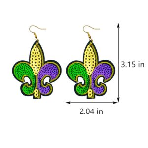 Mardi Gras Earrings for Women Mardi Gras Mask Letter Earrings Mardi Gras Theme Earrings Fleur De Lis Dangle Earrings Mardi Gras Accessories