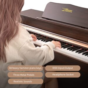 ZHRUNS Digital Piano, 88 Key Full Weighted Keyboard Piano,Professional Acoustic Heavy Hammer Keyboard Electric Piano, Sustain Pedal,USB MIDI Connecting Audio Output ZR-903