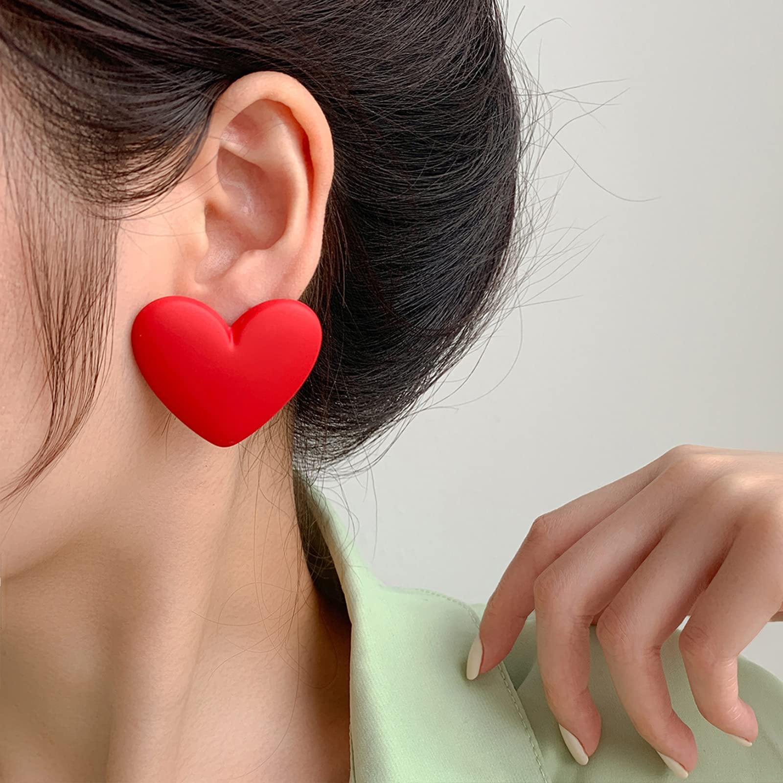 Heart Earrings for Women Valentines Day Earrings Red Heart Stud Earrings Valentines Day Gifts for Girlfriend