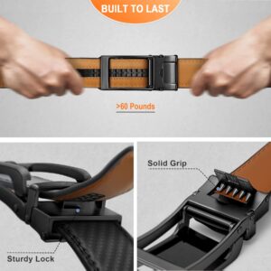 BULLIANT Men Belt, Ratchet Click Sliding Leather Belt for Gift Men 1 3/8,Cut for Fit(Black,32"-38" Waist Adjustable)