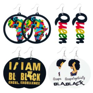 ymimanchil african earrings for women black history month earrings wooden african map earrings