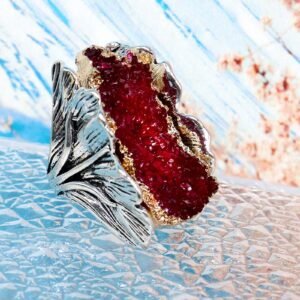 FUAHXYES Retro Resin Crystal Stone Cocktail Rings Gothic Hip Hop Punk Crystal Engagement Wedding Statement Rings Uniquely Stylish Jewelry Gifts for Women (Red, 9)