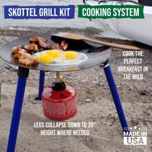 TEMBOTUSK The Original Skottle grill cooking system kit based on the South African braai pan or cowboy wok skillet style cooker, all packs in one carry bag.