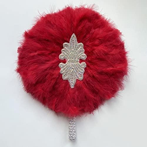 Msbfea Gold Latest Style Turkey Feathers Big Fan Fashion Women Wedding Fan for Bride Or Bridesmaids Rhinestones Feather Color 896