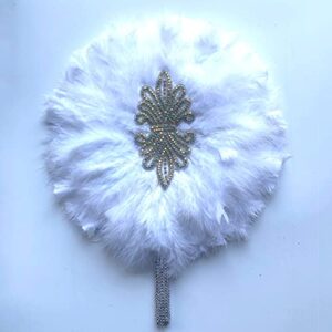 Msbfea Gold Latest Style Turkey Feathers Big Fan Fashion Women Wedding Fan for Bride Or Bridesmaids Rhinestones Feather Color 896