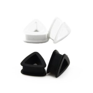 newzenro triangle silicone ear tunnel plugs gauges expanders black white hollow flexible soft tunnels kit stretcher earrings fashion punk lobe piercing body jewelry set gifts bff birthday 2pairs set,