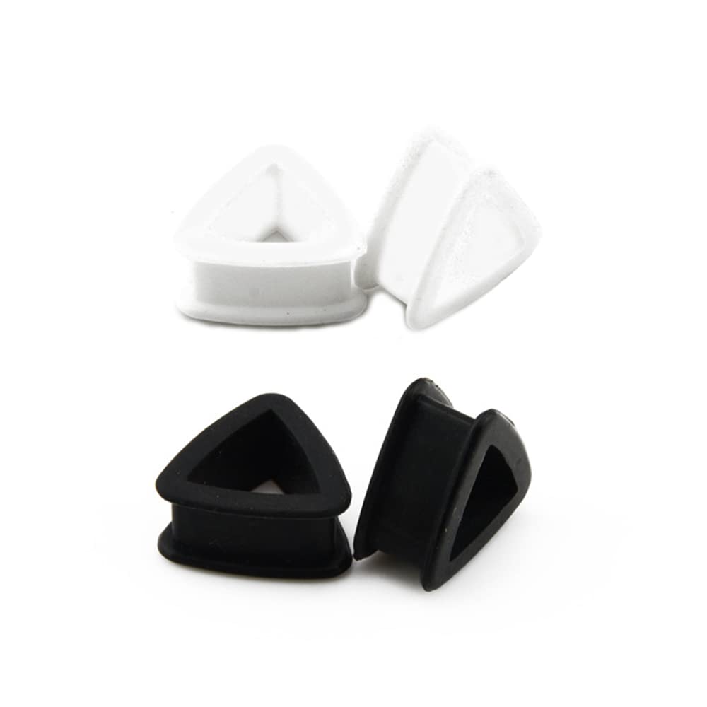 NewZenro Triangle Silicone Ear Tunnel Plugs Gauges Expanders Black White Hollow Flexible Soft Tunnels Kit Stretcher Earrings Fashion Punk Lobe Piercing Body Jewelry Set Gifts Bff Birthday 2Pairs Set,