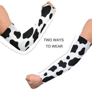 xigua Cow Print Arm Sleeves UV Sun Protection Gardening Arm Sleeves with Thumb Cooling Sleeves to Cover Arm Farmers Arm Sleeves for Men Women…