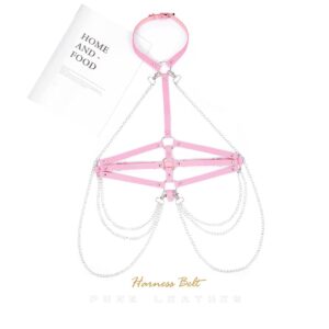 BODIY Fashion Harness Belt Plus Size Harness Waist Belts Punk Leather Body Harness for Women (Pink)