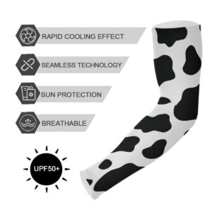 xigua Cow Print Arm Sleeves UV Sun Protection Gardening Arm Sleeves with Thumb Cooling Sleeves to Cover Arm Farmers Arm Sleeves for Men Women…