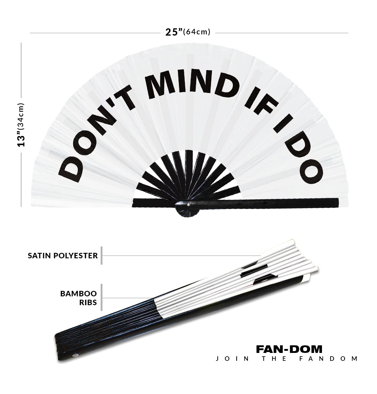 Don't Mind If I Do hand fan foldable bamboo circuit hand fan funny gag slang words expressions statement gifts Festival accessories Rave handheld Circuit event fan Clack fans (White)